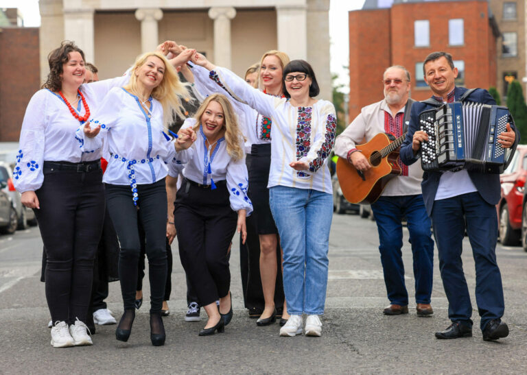 22/8/23 ***NO REPRO FEE*** 40 years on: Phil Coulter’s ‘Steal Away’ gets a fresh take translated into Ukrainian .A National Ukrainian Choir, brought together by local development companies across Ireland, has released a new version of Phil Coulter’s single, ‘Steal Away’, in collaboration with the singer. The choir is made up of 40 people who have fled Ukraine as a result of the war and who are currently based around Ireland.The single, translated into Ukrainian, was officially launched at a special event in Saint Stephen’s Church, Dublin, today (22.08.23) where the choir performed the new single with Phil Coulter. Photographed at the launch today were members of the national Ukrainian choir with  Jonas Krauklys on guitar. and Sergej Balan on accordian. Pic: Marc O'Sullivan
Contact: Maedhbh Ní Chumhaill / Sorcha MacMahon, Alice Public Relations, Tel: 087-3474307 / 087-7585337, Email: media@alicepr.com.